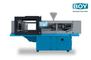 BOY 100 Electric with 1000kN clamping force, 430 x 360 mm clearance between tie bars and a max. shot weight of 157.6g (PS)